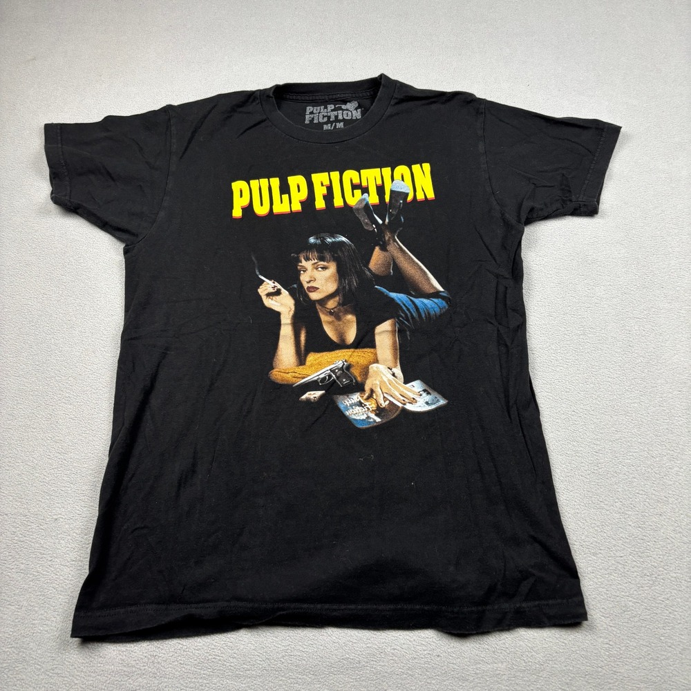 Pulp Fiction Mia Wallace Movie Graphic Tee Mens Medium Black Cotton Short Sleeve